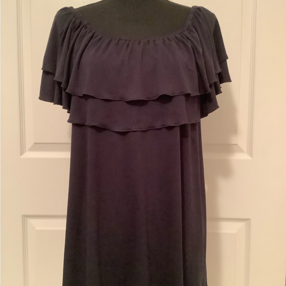 Ruffled Navy Blouse